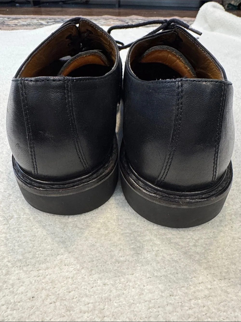 Mephisto Black Leather Cap-Toe Derby Shoes Size 12. Excellent Condition